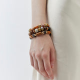 BROWN DECORATED BEAD STRETCHY BRACELET [FW24]