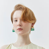 GREEN SHORT CHANDELIER EARRINGS [FW24]