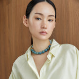 ASH BLUE BEAD RIBBON NECKLACE [FW24]