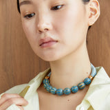 ASH BLUE BEAD RIBBON NECKLACE [FW24]