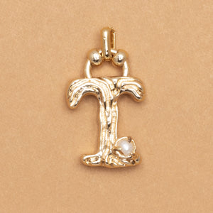 CHARM ALPHABET AND PEARL "T"(SMALL SIZE)