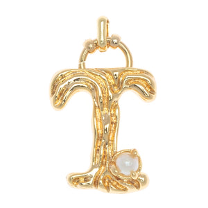 CHARM ALPHABET AND PEARL "T"(BIG SIZE)