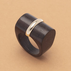 BROWN GOLD GEO RING