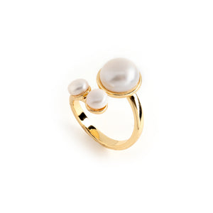 MOTHER AND CHILD WHITE PEARL GOLD RING