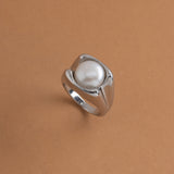 CHUNKY SILVER PEARL GOLD RING