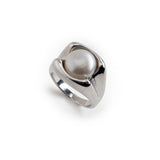 CHUNKY SILVER PEARL GOLD RING