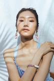 PURPLE BEAD ASSYMETRICAL EARRINGS
