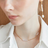 LONG WHITE PEARL BEAD SHORT NECKLACE