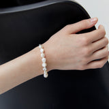 SILVER PEARL RHODIUM RING