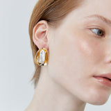 GOLD CLAM PEARL EARRINGS