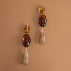 YELLOW STONE BLACK DROP EARRINGS [FW24]