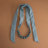 ASH BLUE BEAD RIBBON NECKLACE [FW24]