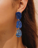 LAPIS LAZULI TRIPLE STONE EARRINGS