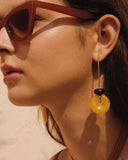 YELLOW BLUE STONE DROP EARRINGS