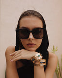 LAPIS LAZULI STUD HAMMERED GOLD CUFF