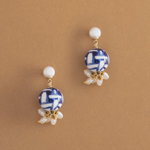 PAINTED STONE SHORT DROP EARRINGS