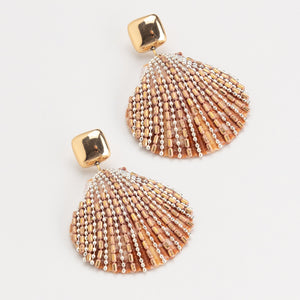 SHELL NUDE GOLD FASHION EARRINGS