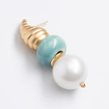 GOLD CONUS WHITE AMAZONITE EARRINGS