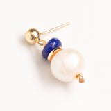 WHITE PEARL BLUE LAPIS EARRINGS