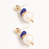 WHITE PEARL BLUE LAPIS EARRINGS