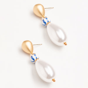 CHUNKY WHITE PEARL DROP EARRINGS