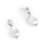 BAROQUE PEARL RHODIUM  DROP EARRINGS