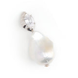 BAROQUE PEARL RHODIUM  DROP EARRINGS