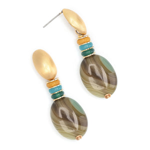 AMAZONITE MIX GOLD DROP EARRINGS