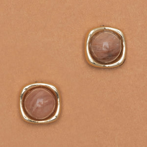 PEACH STONE STUDE EARRINGS