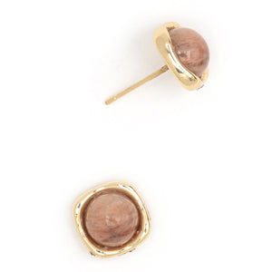 PEACH STONE STUDE EARRINGS