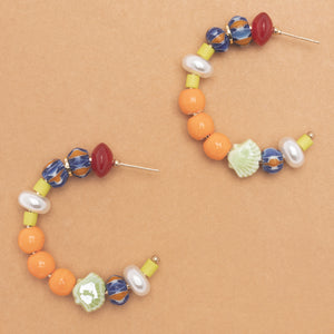 BRIGHT ORANGE MIXE CHUNKY HOOP EARRINGS