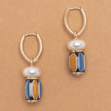LAPIS YELLOW BEAD DROP EARRINGS