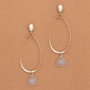 ROSY QUARTZ GOLD FRAME EARRINGS