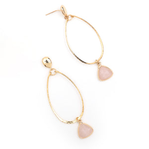 ROSY QUARTZ GOLD FRAME EARRINGS