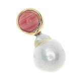 WHITE BAROQUE PEARL ORANGE STUD EARRINGS