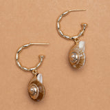 GOLD SHELL C HOOK EARRINGS