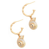 GOLD SHELL C HOOK EARRINGS