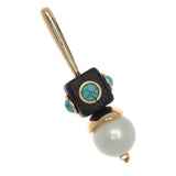 GEOMETRICAL TURQUOISE PEARL DROP EARRINGS