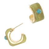 TURQUOISE GREEN RESIN EARRINGS