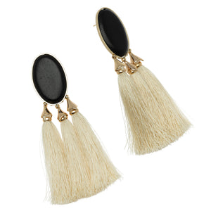 MIDNIGHT ONYX IVORY TASSEL EARRINGS (PRE-ORDER TAKES 30 DAYS)