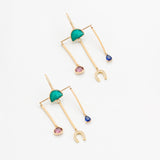 GOLS ARCH STONR VHANDELIER  EARRINGS