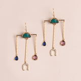GOLS ARCH STONR VHANDELIER  EARRINGS