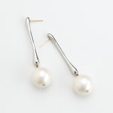 WHITE PEARL SILVER DROP EARRINGS