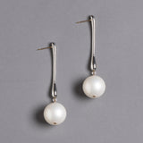 WHITE PEARL SILVER DROP EARRINGS