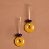 YELLOW BLUE STONE DROP EARRINGS