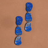 LAPIS LAZULI TRIPLE STONE EARRINGS