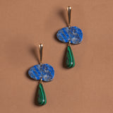 LAPIS LAZULI GREEN MIX GEMSTONE DROP EARRINGS