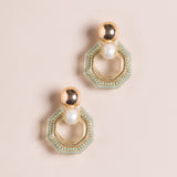 MINTY GEOMETRIC RHINESTONE EARRINGS