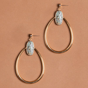 AMAZONITE GOLD OVAL EARRINGS