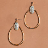 AMAZONITE GOLD OVAL EARRINGS